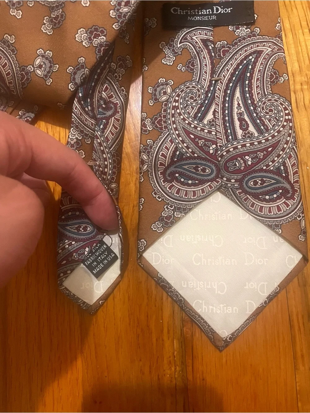 $200 Christian Dior Paisley 100% Italian Silk Tie